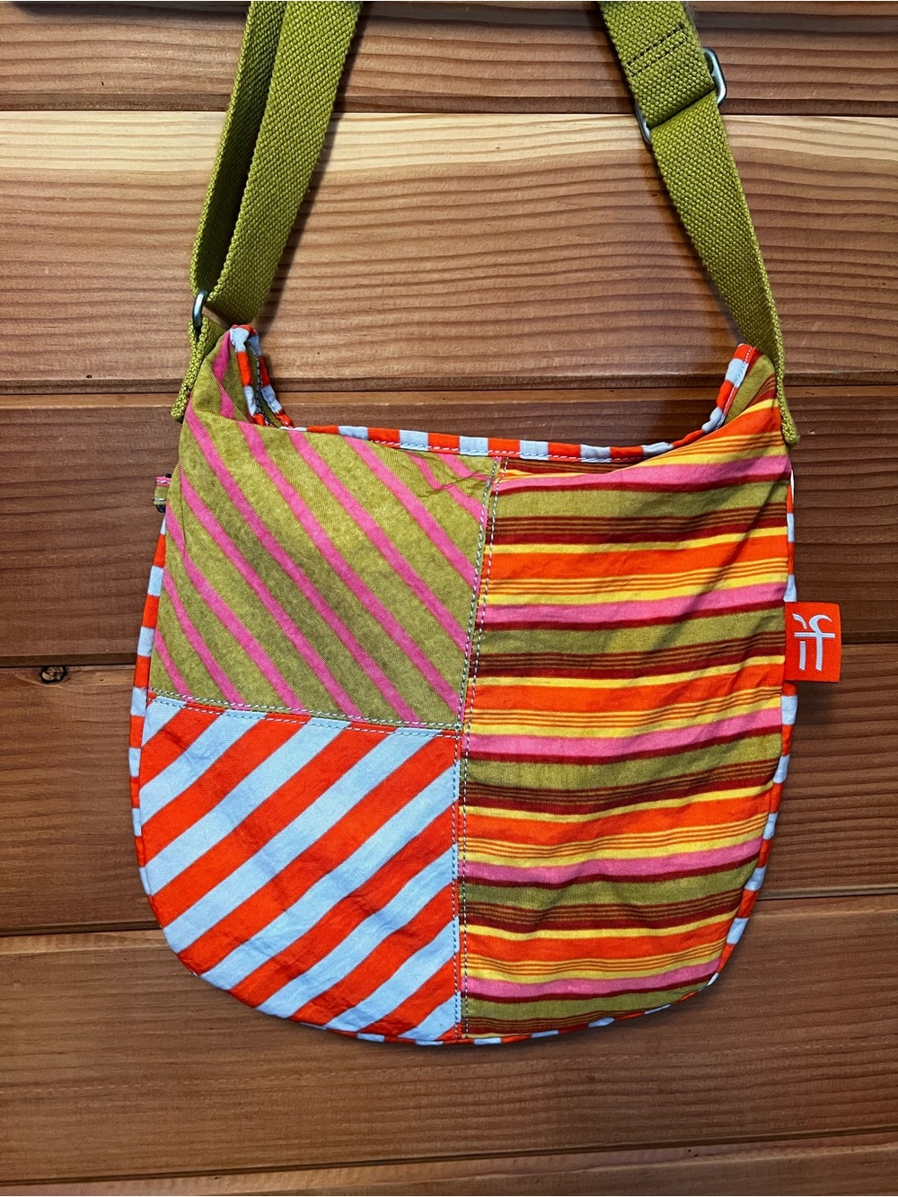Kipling Striped Patchwork Crossbody Bag